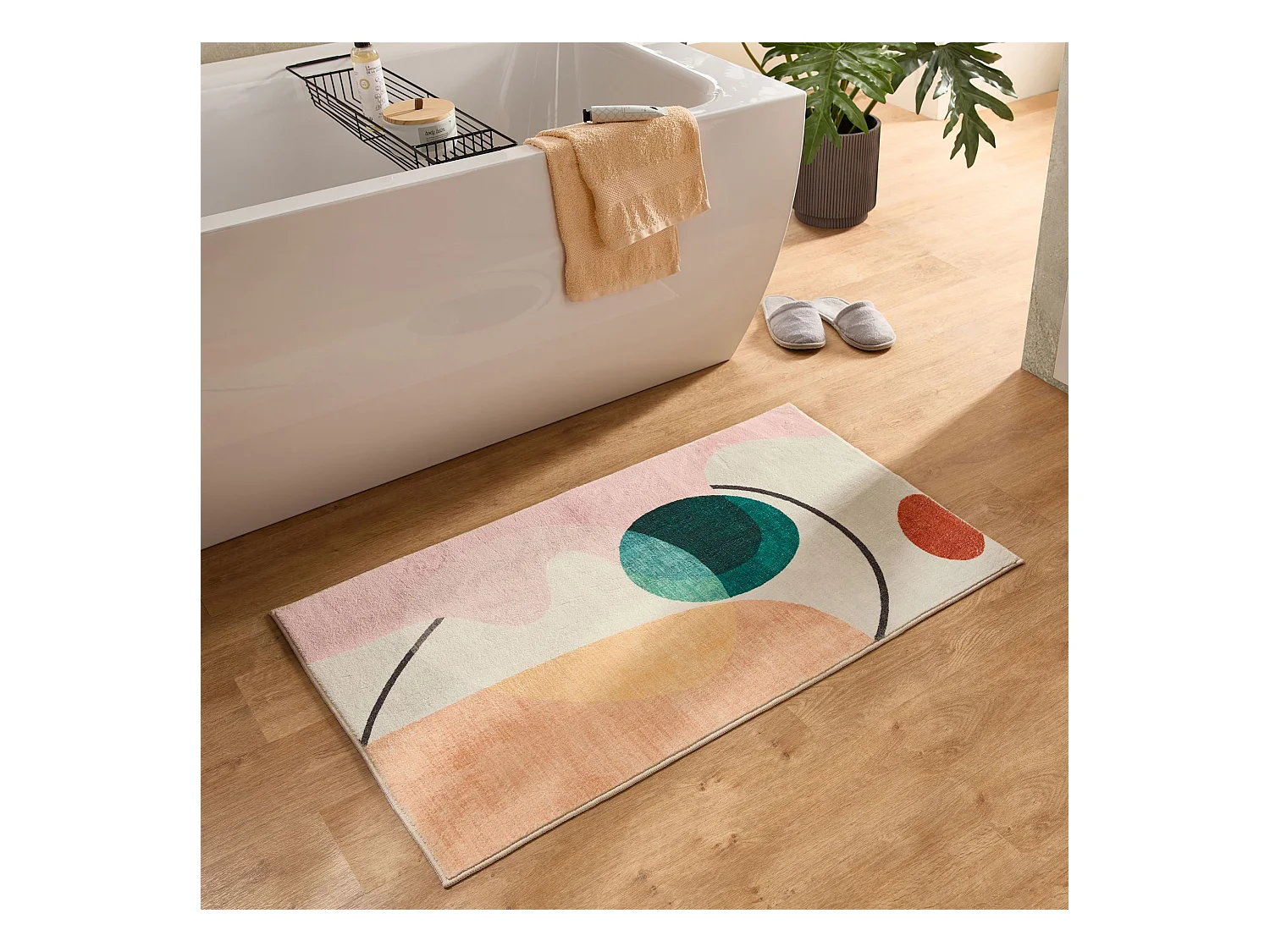 Tapis de bain imprimé à poils doux 60x100 cm multicolor Ariella