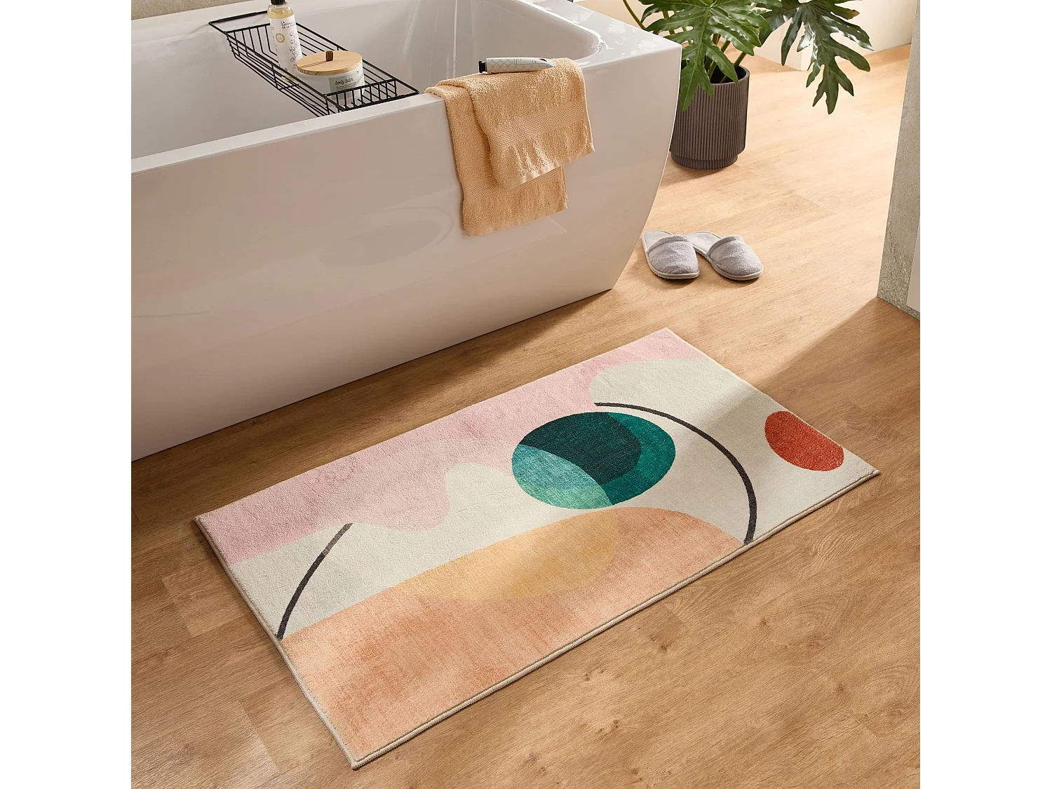 Tapis de bain imprimé à poils doux 60x100 cm multicolor Ariella