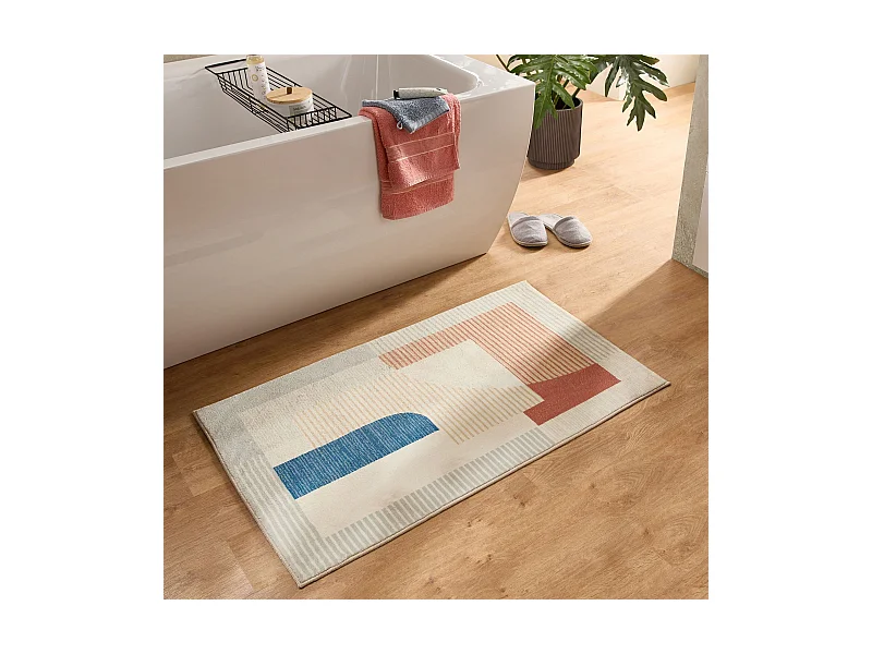 Badematte bedruckt mit weichem Flor 60x100 cm Grau Multi Ariella