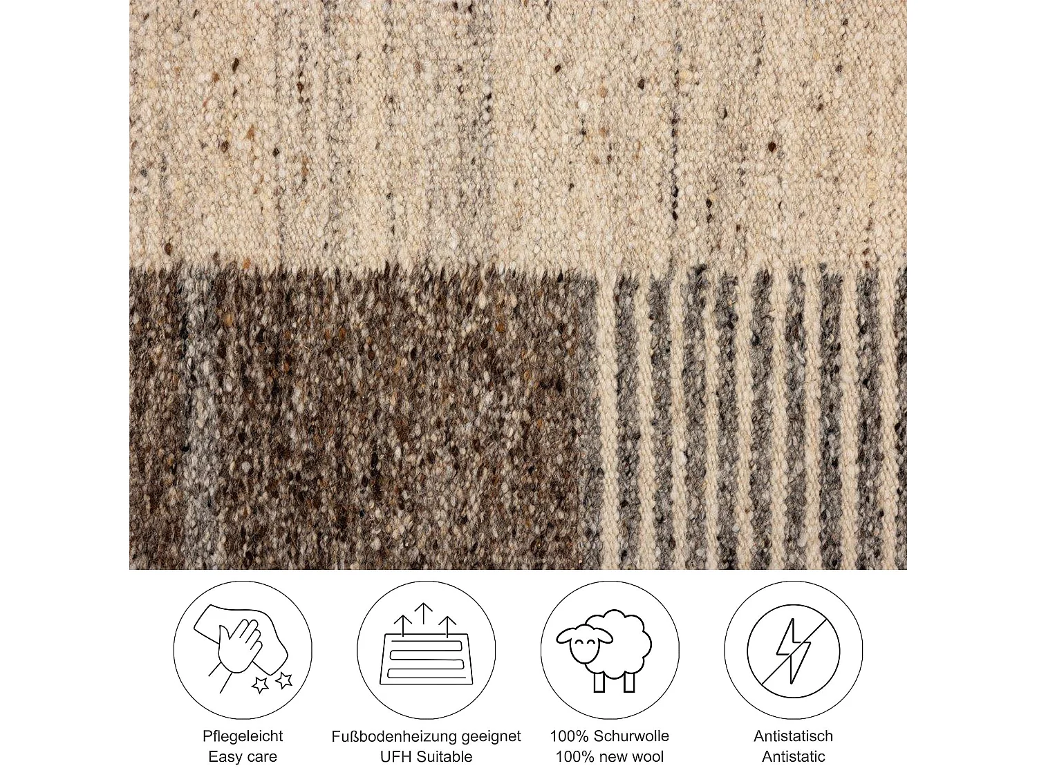 Tapis en laine tissé à la main et réversible 250x350 cm beige multi Ehrwald