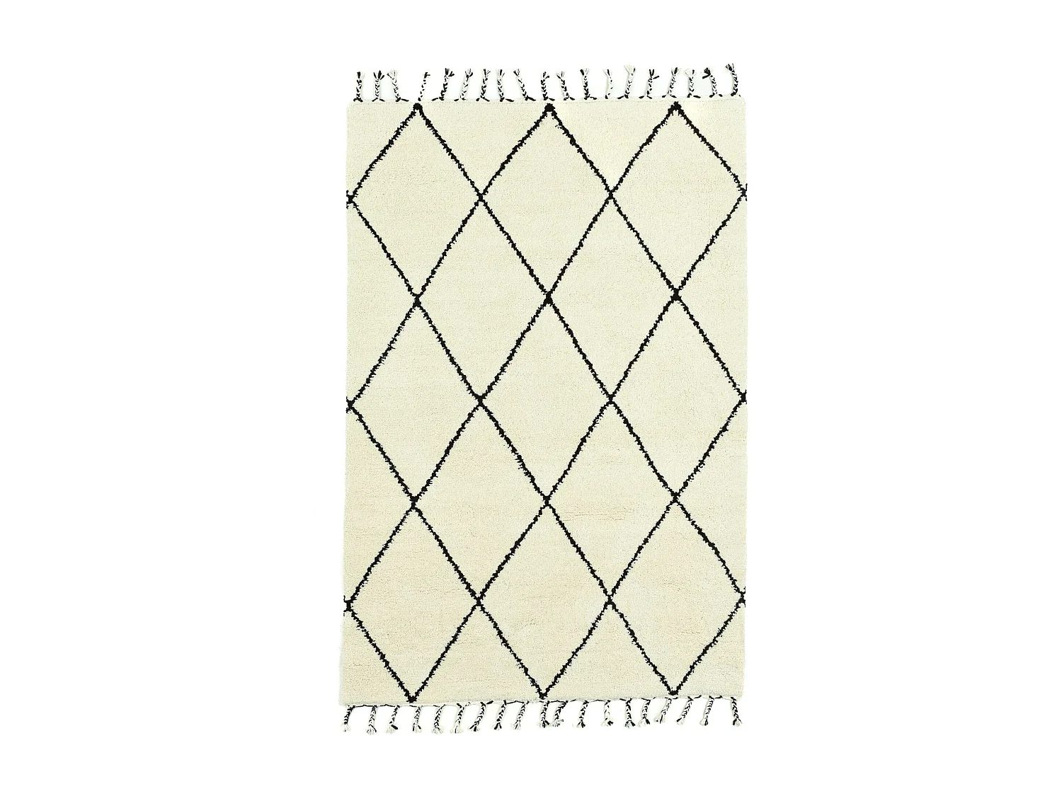 Tapis berbère Marmoucha noué à la main  90x160 cm noir et blanc Marmoucha