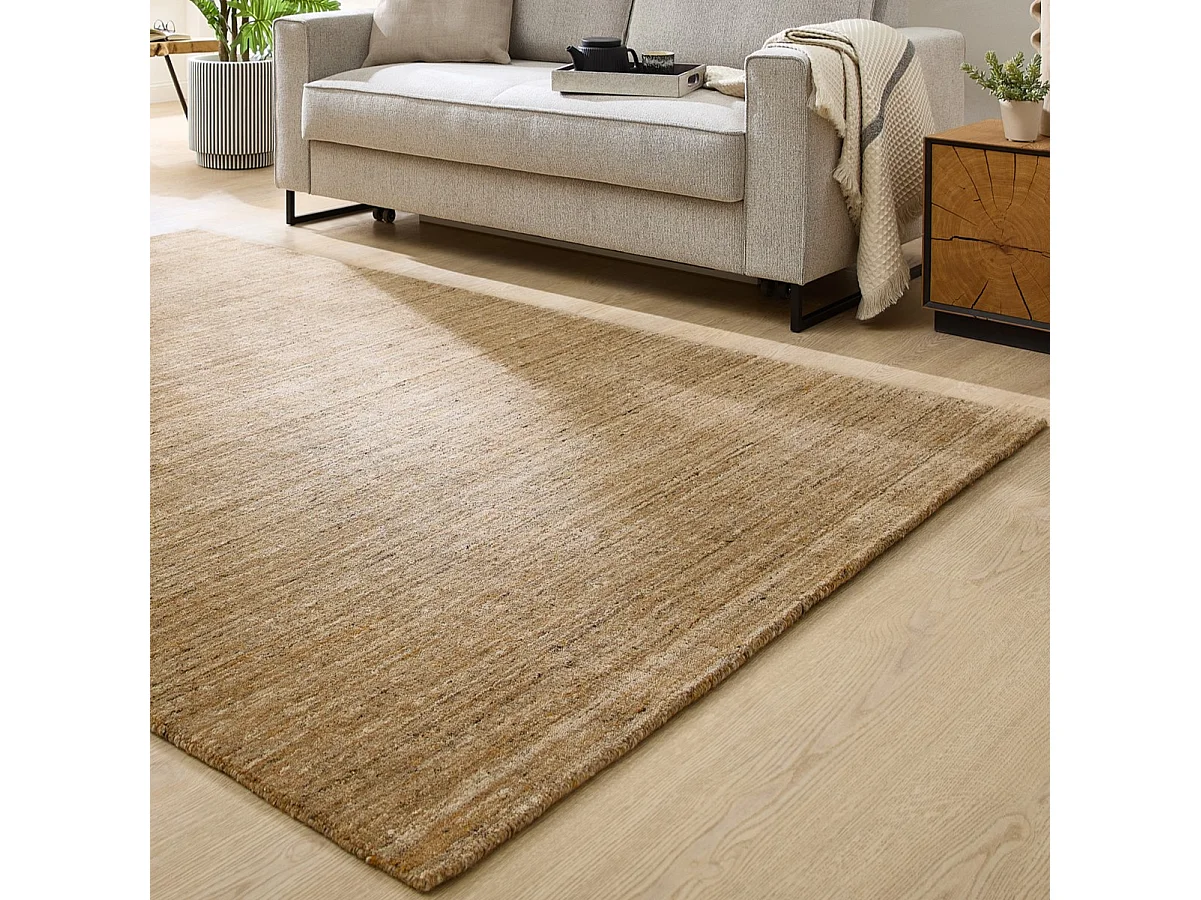 Tapis en laine UNI tissé à la main 60x90 cm ocre Pure
