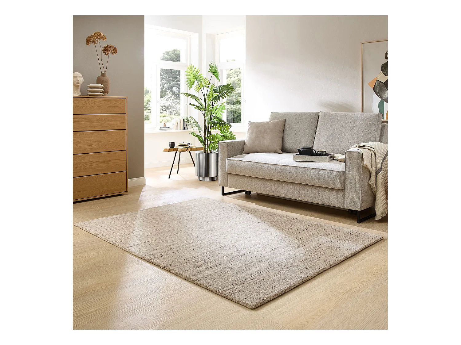 Tapis en laine UNI tissé à la main 70x140 cm natural beige Pure