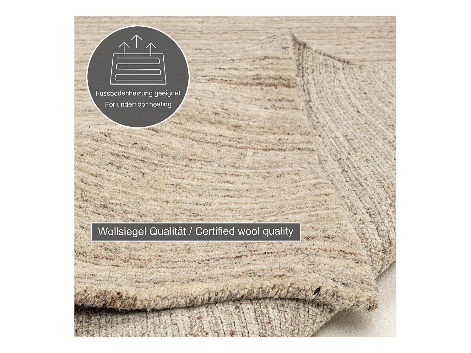 Tapis en laine UNI tissé à la main 70x140 cm natural beige Pure