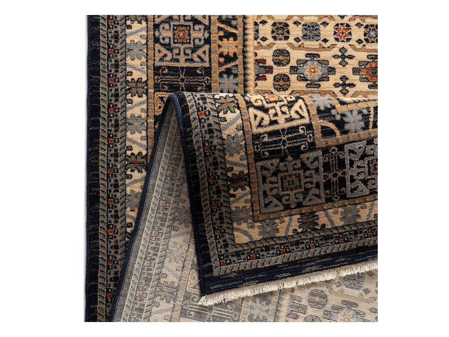 Tapis d'Orient tissé en laine  120x145 cm bleu multi Saharna