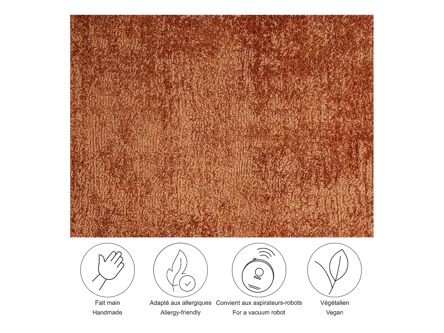 Alfombra tejida a mano de viscosa 190x290 cm Cobre Star