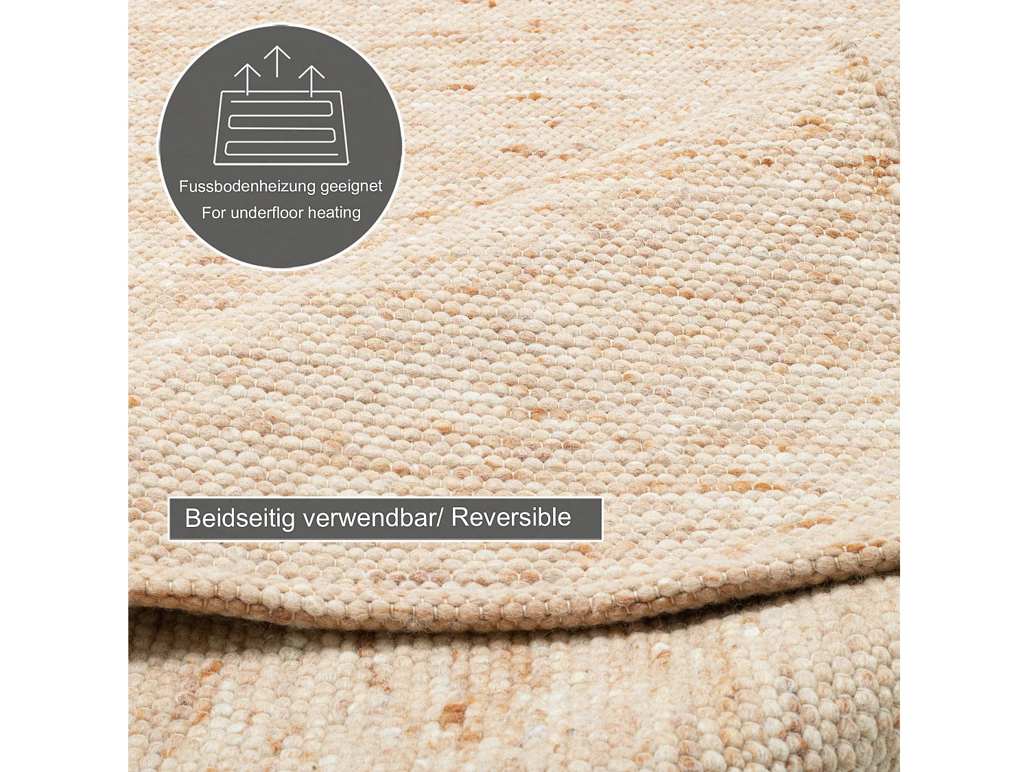 Tapis en laine réversible tissé à la main 90x160 cm Beige foncé Alpen