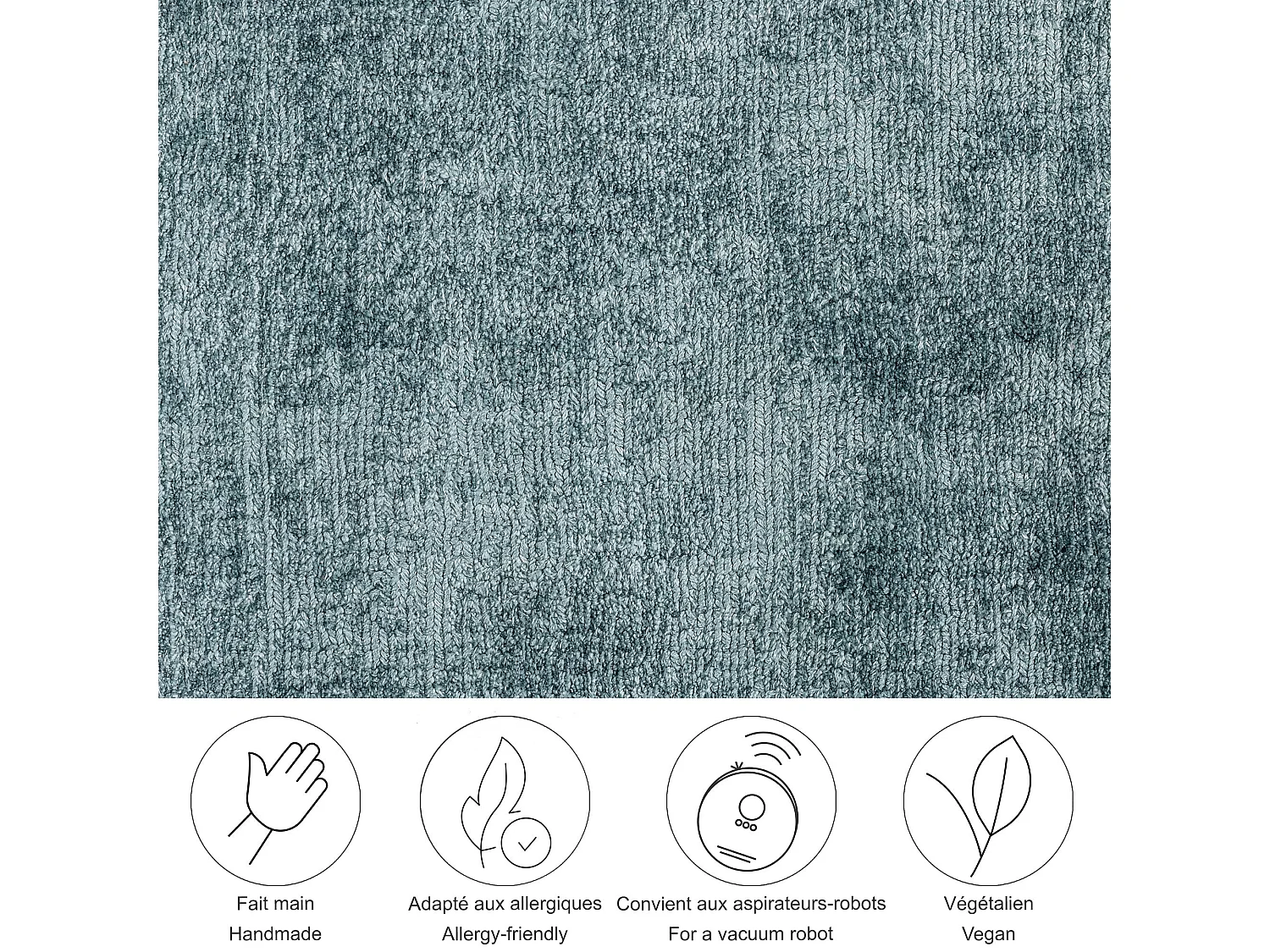 Tapis tissé à la main en viscose90x160 cm turquoise clair Star