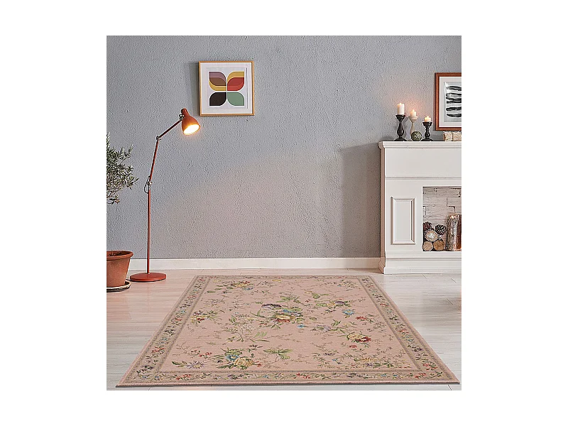 Teppich mit Bordüre und Blumenmuster 120x170 cm Rose Flomi