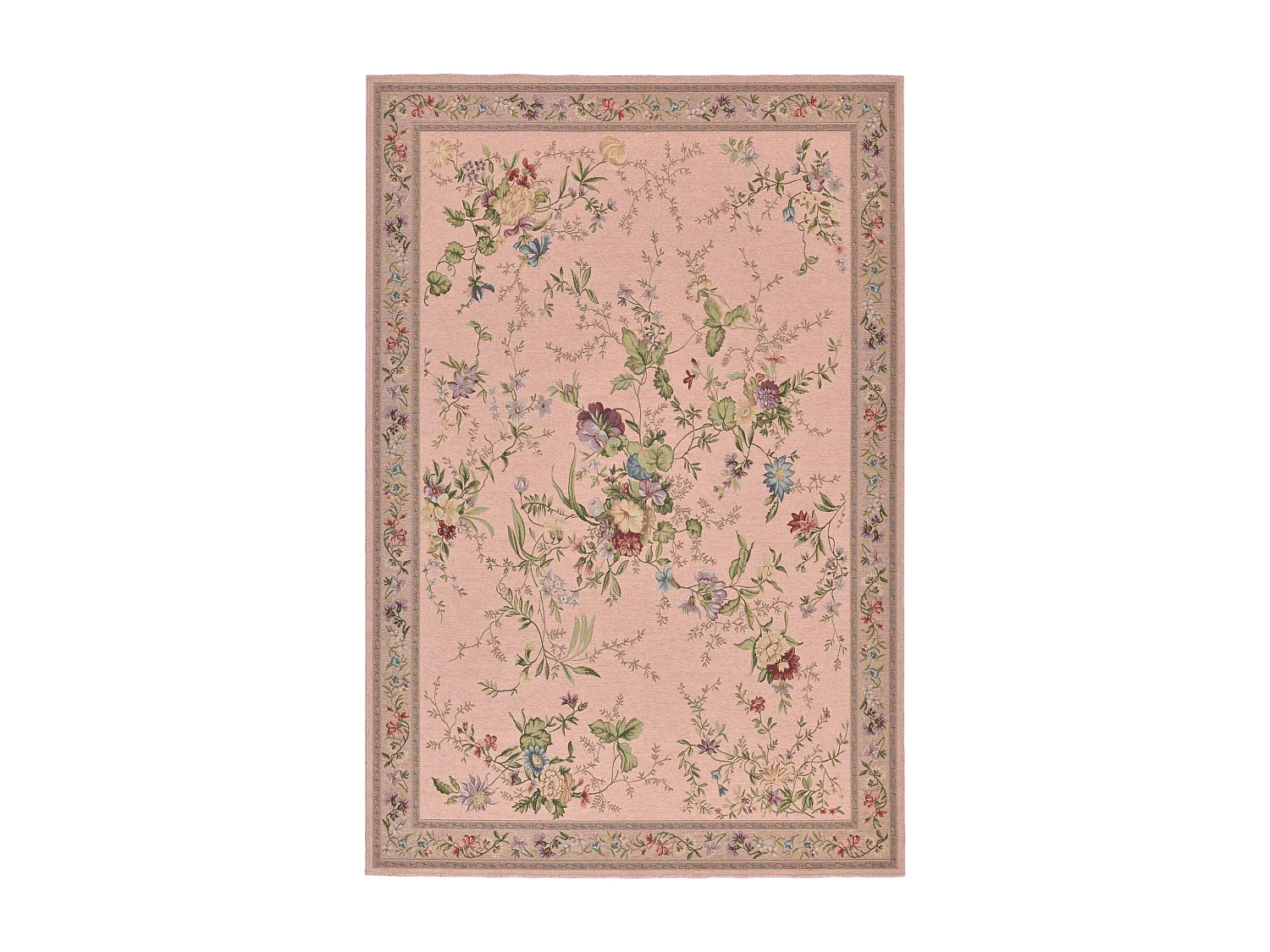 Tapis avec bordure et motif floral 120x170 cm rose Flomi