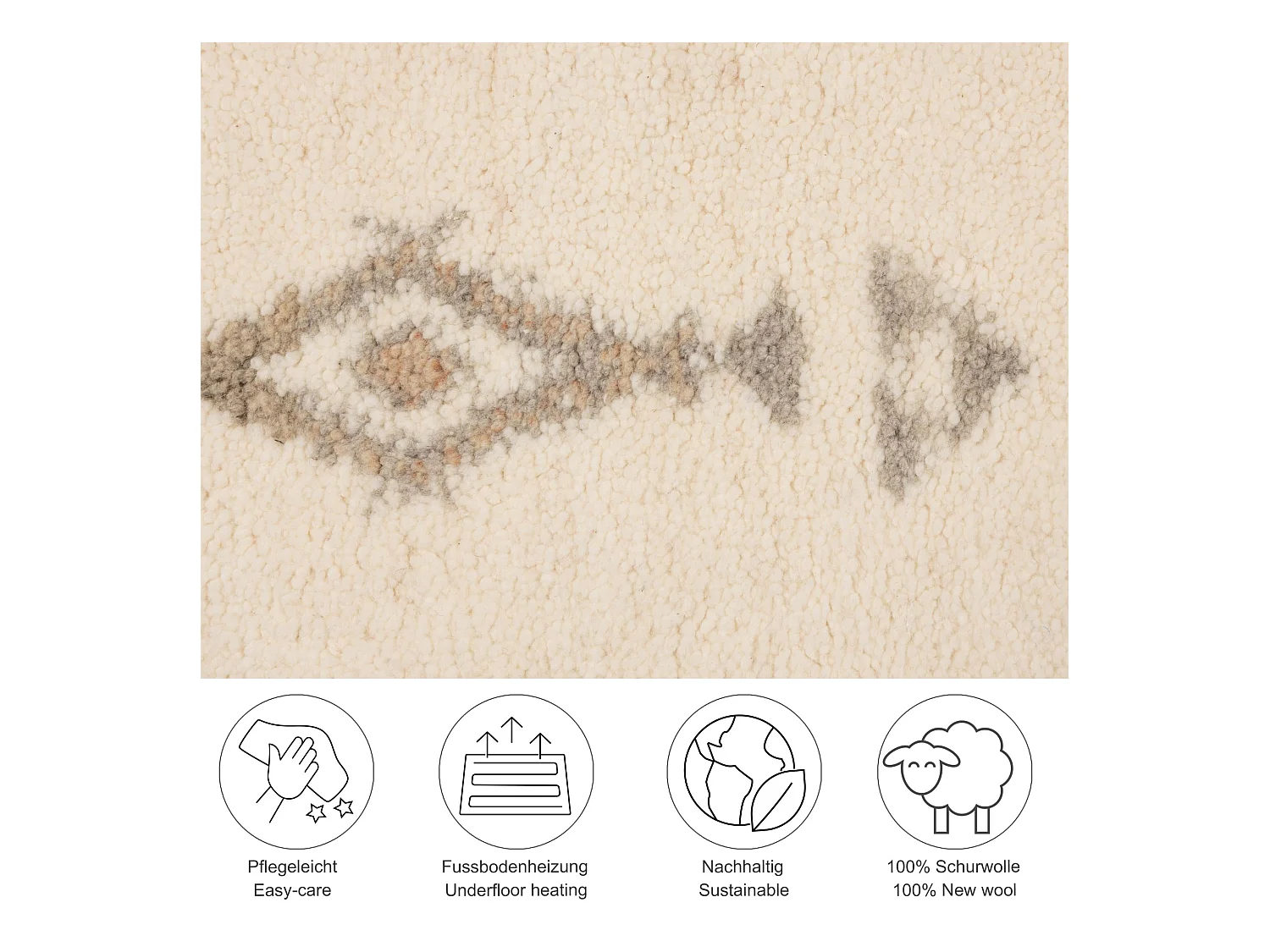 Tapis berbère noué à la main en laine 250x300 cm blanc Hadj