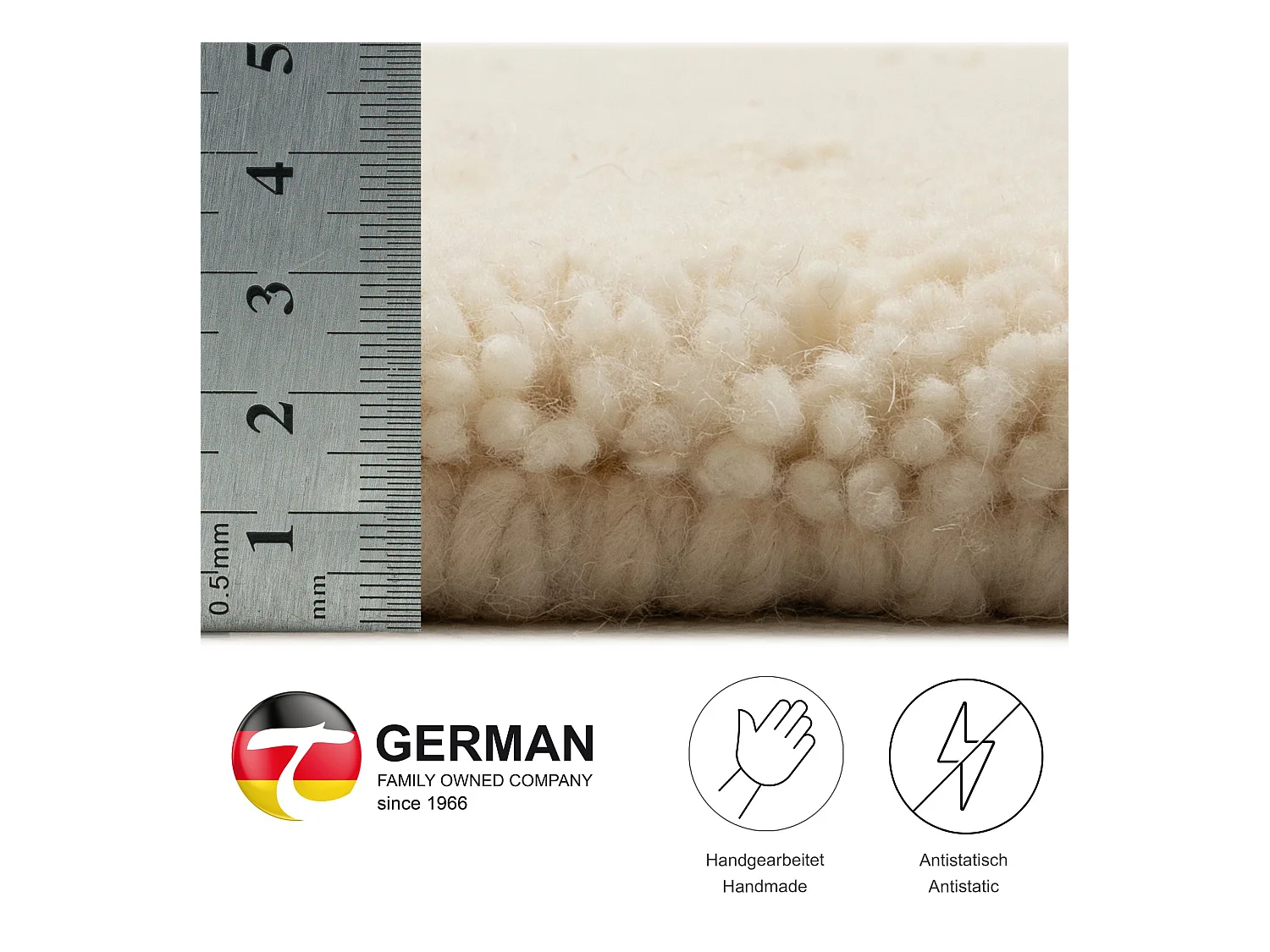 Tapis berbère noué à la main en laine 250x300 cm blanc Hadj