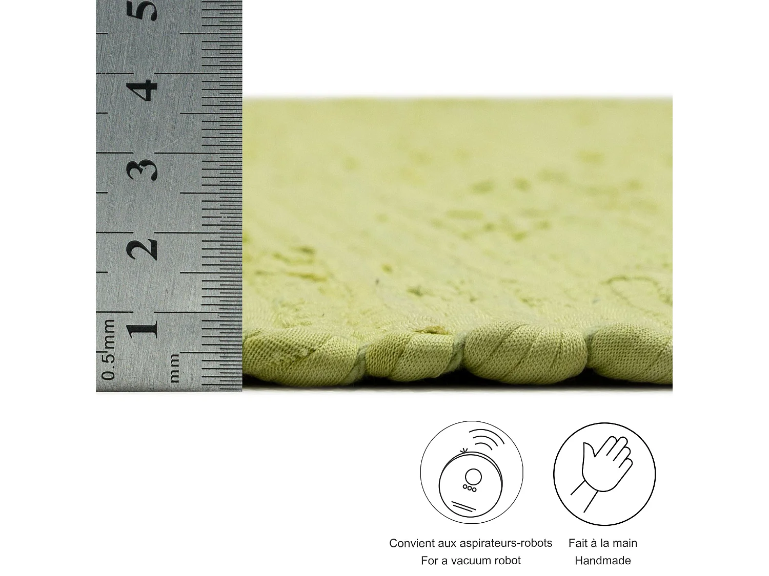 Katoenen tapijt, handgeweven en omkeerbaar 160x230 cm groen Happy Cotton