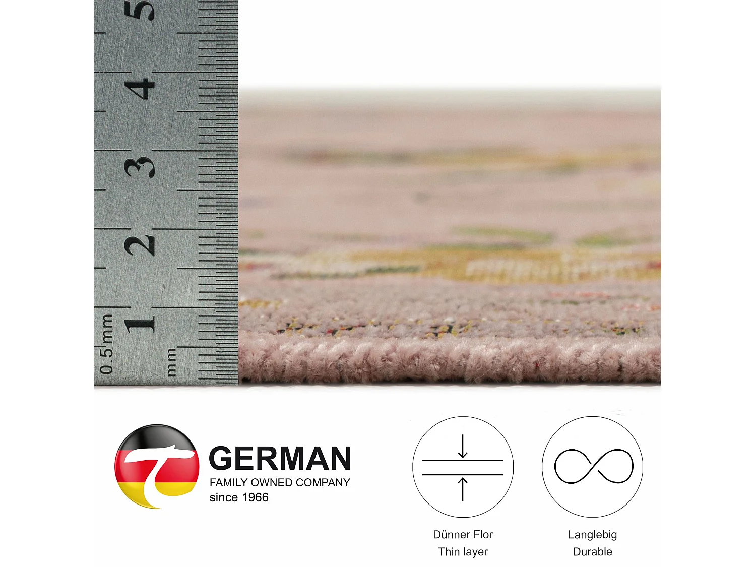 Teppich mit Bordüre und Blumenmuster 70x400 cm Rose Flomi