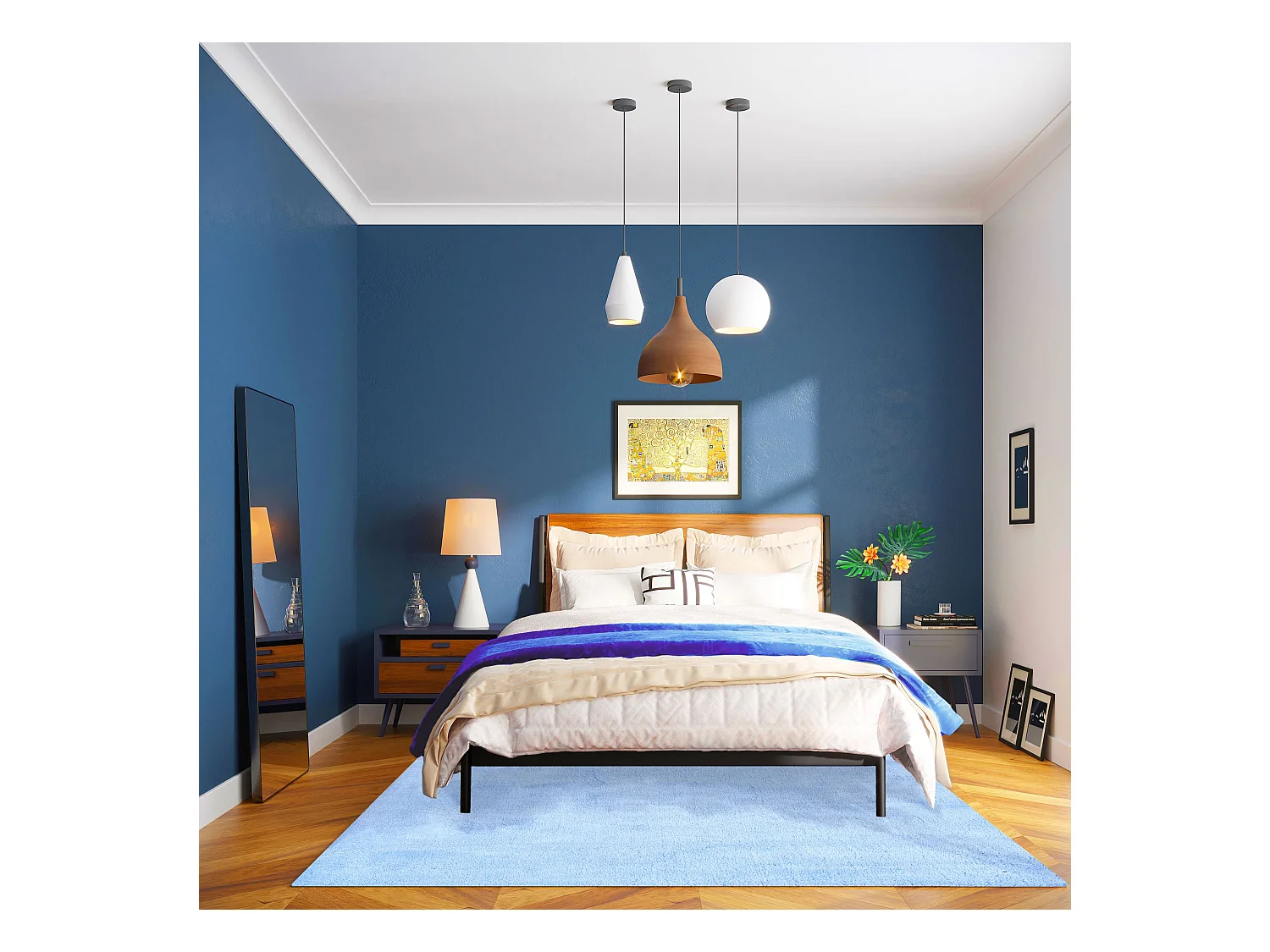 Tapis Shaggy tufté à la main 65x135 cm bleu clair Cozy