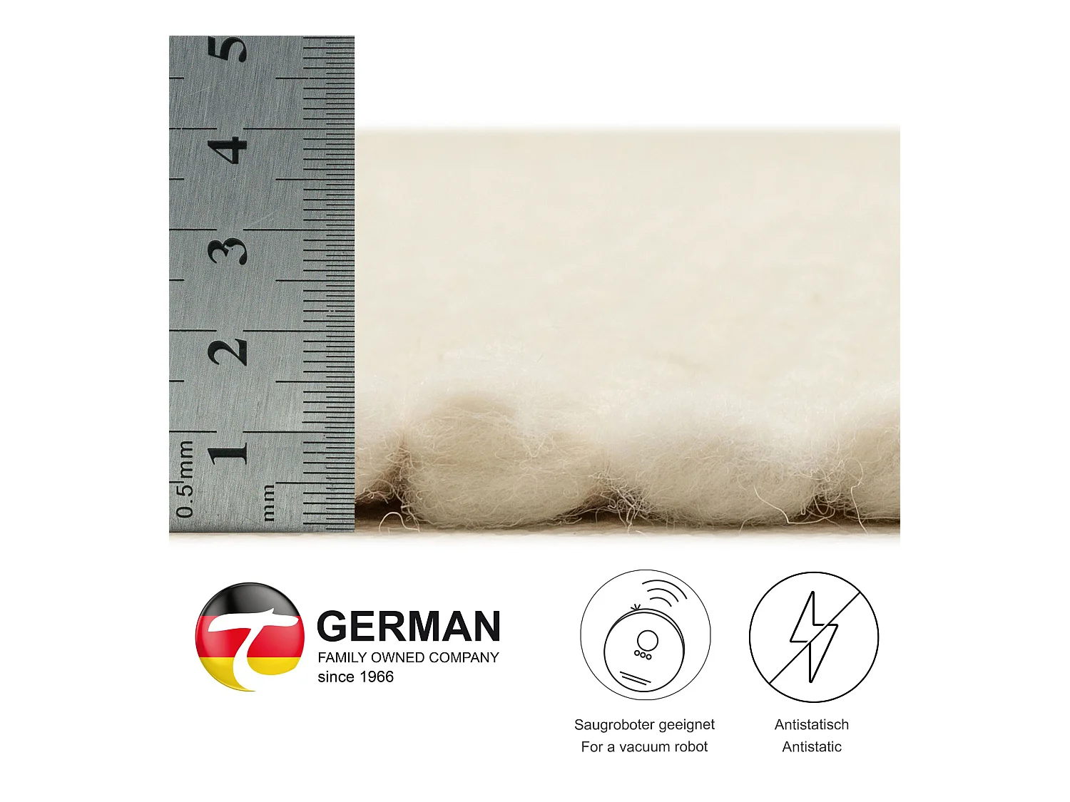 Wollteppich handgewebt wendbar 140x200 cm Woll Weiß Alm-Glück