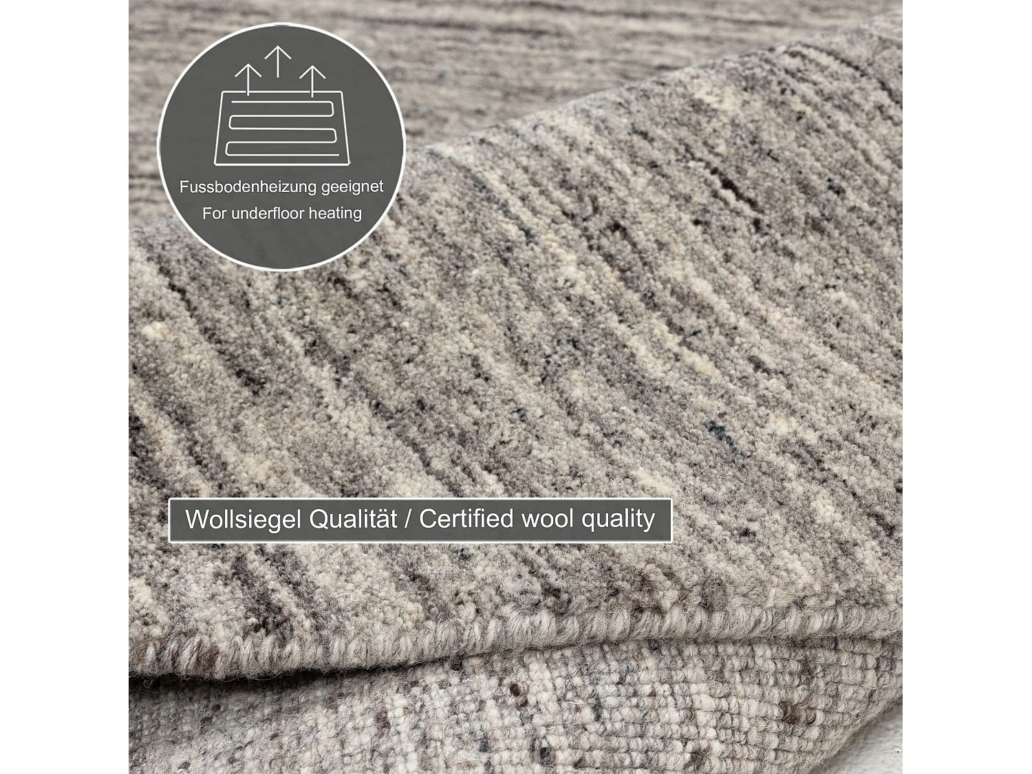 Tapis en laine UNI tissé à la main 100x100 cm gris Pure