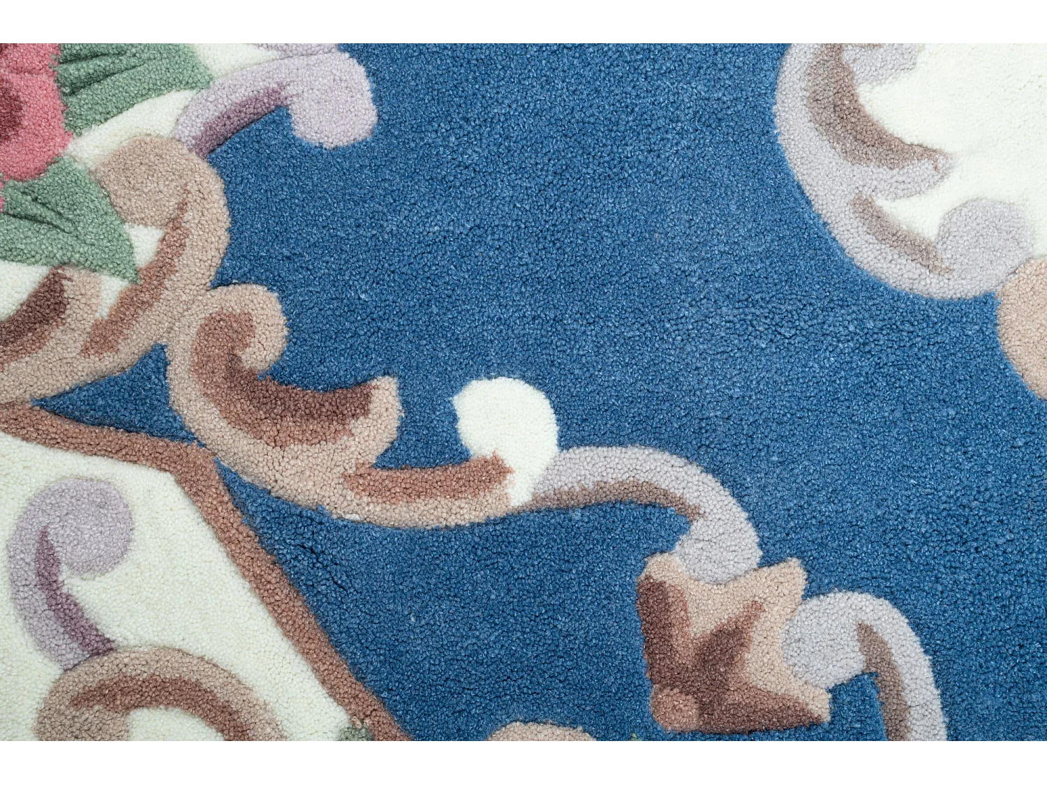 Handgetuft tapijt met rand in Aubusson-design  190x190 cm blauw Ming