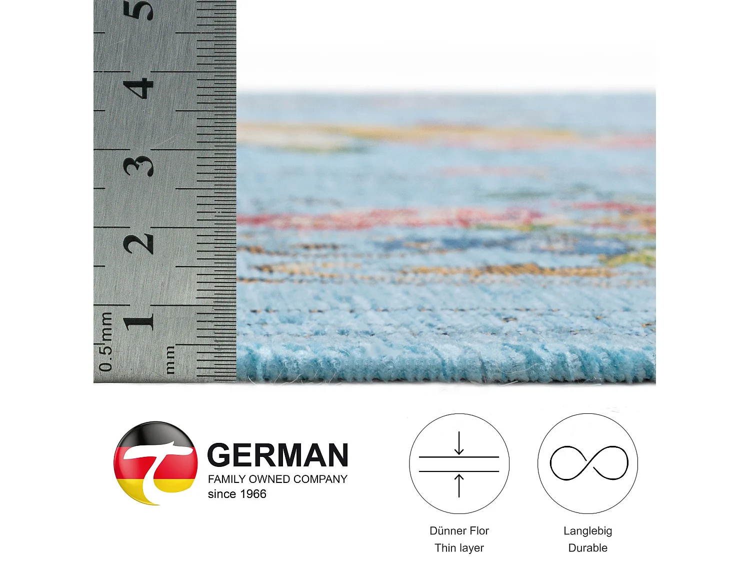 Teppich mit Bordüre und Blumenmuster 200x290 cm Türkis Flomi