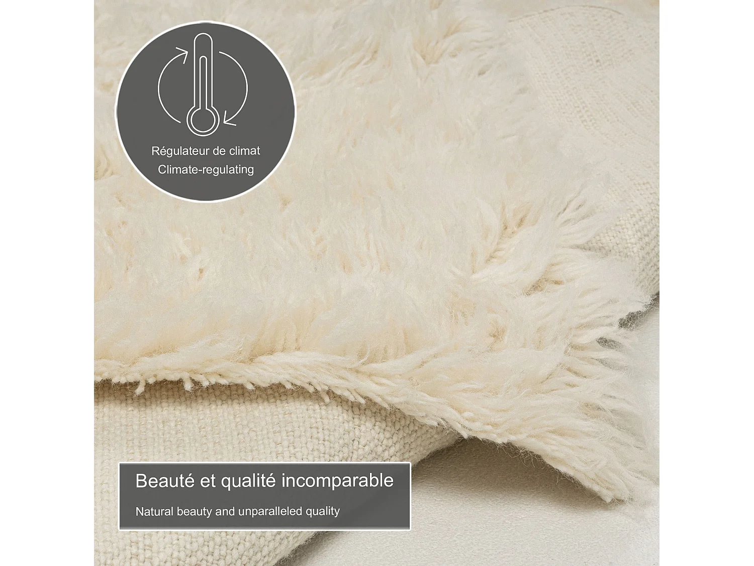 Tapis Flokati provenant de Grèce diamètre 120 cm natural Flokos 1250