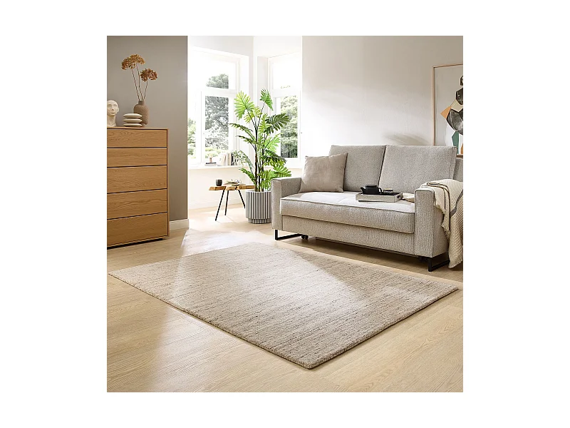 Handgewebter UNI Wollteppich 250x300 cm Natur Beige Pure