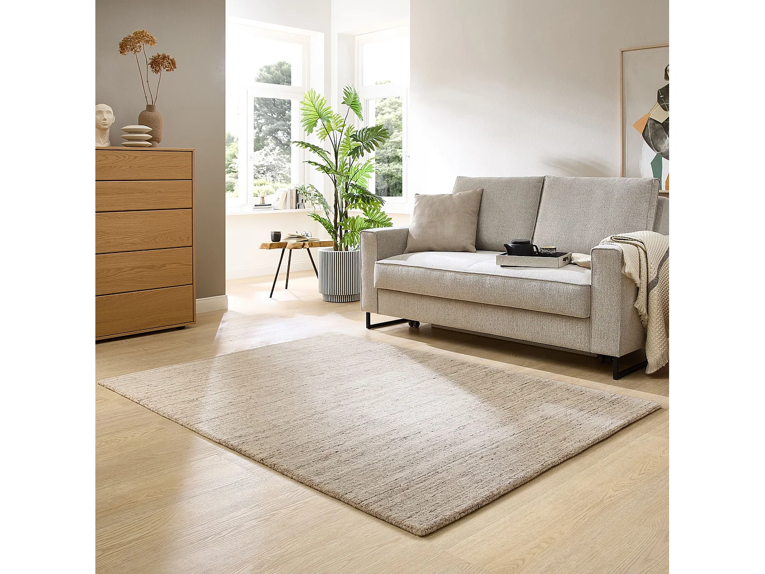 Tapis en laine UNI tissé à la main 250x300 cm natural beige Pure