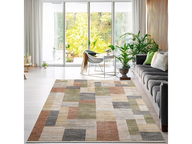 Tapis tissé à plat aspect patchwork  240x290 cm multicolor Corduletta