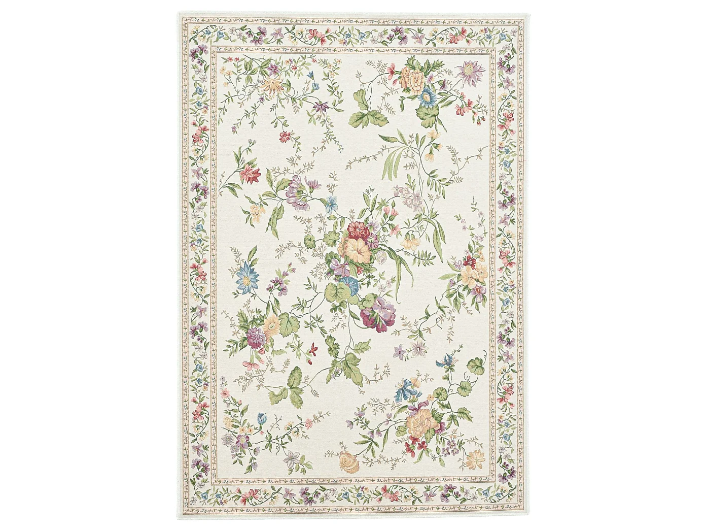 Tapis avec bordure et motif floral 160x230 cm crème Flomi
