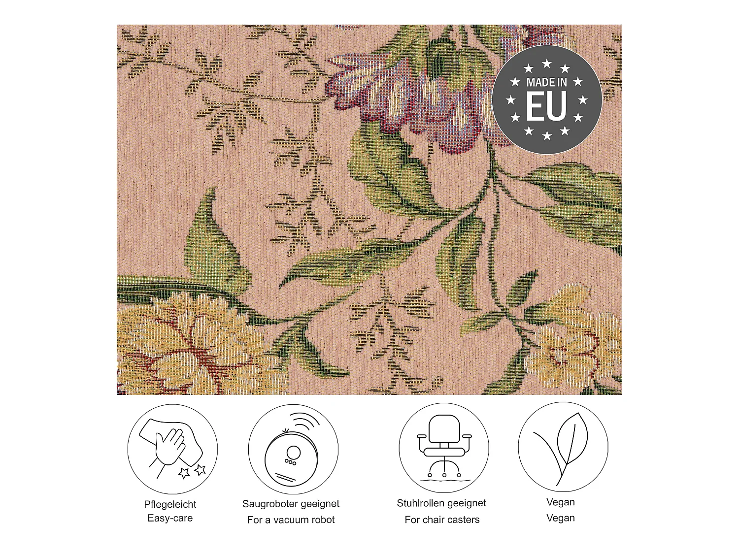 Teppich mit Bordüre und Blumenmuster 80x150 cm Rose Flomi