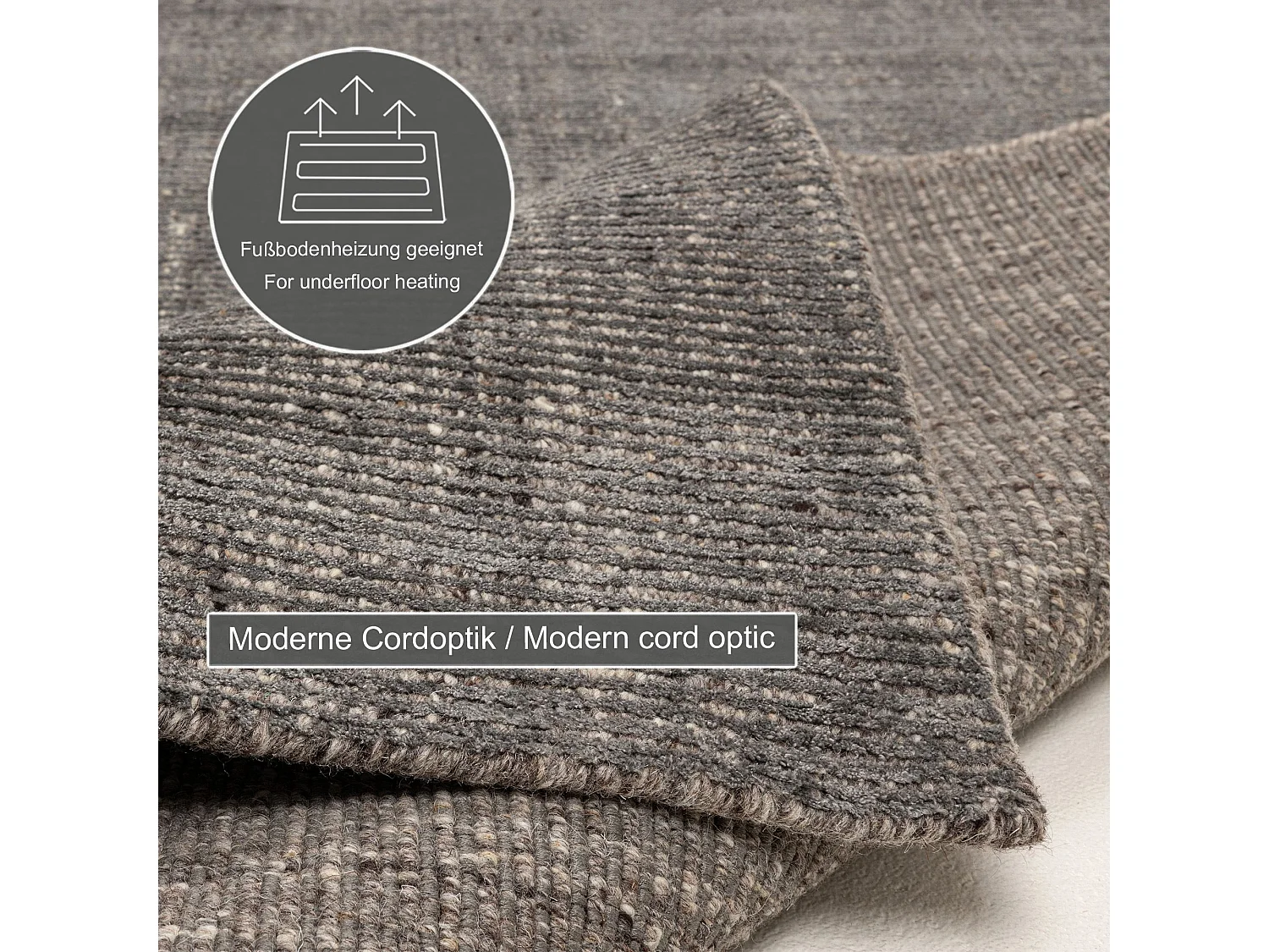 Tapis UNI rayé en viscose et laine 70x140 cm anthracite Venus