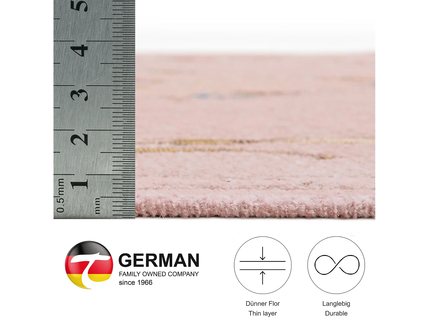 Alfombra con borde y motivos florales 60x90 cm Rosa Flomi