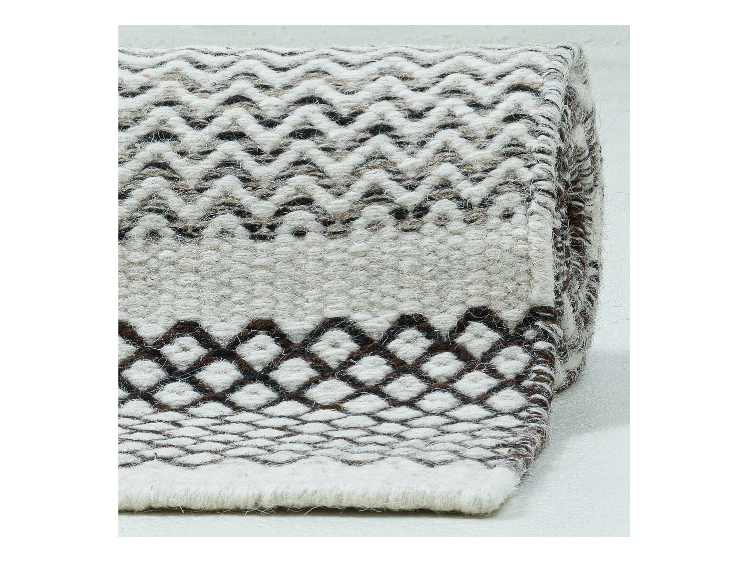 Wollteppich im skandinavischen Stil 80x180 cm Natur Grau Trondheim