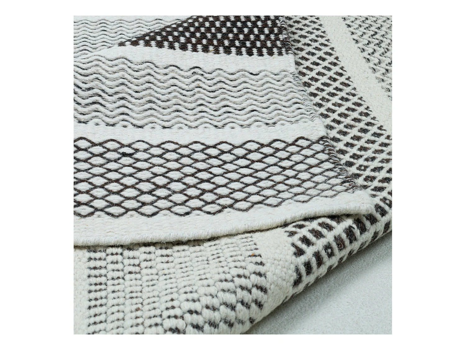 Wollteppich im skandinavischen Stil 80x180 cm Natur Grau Trondheim