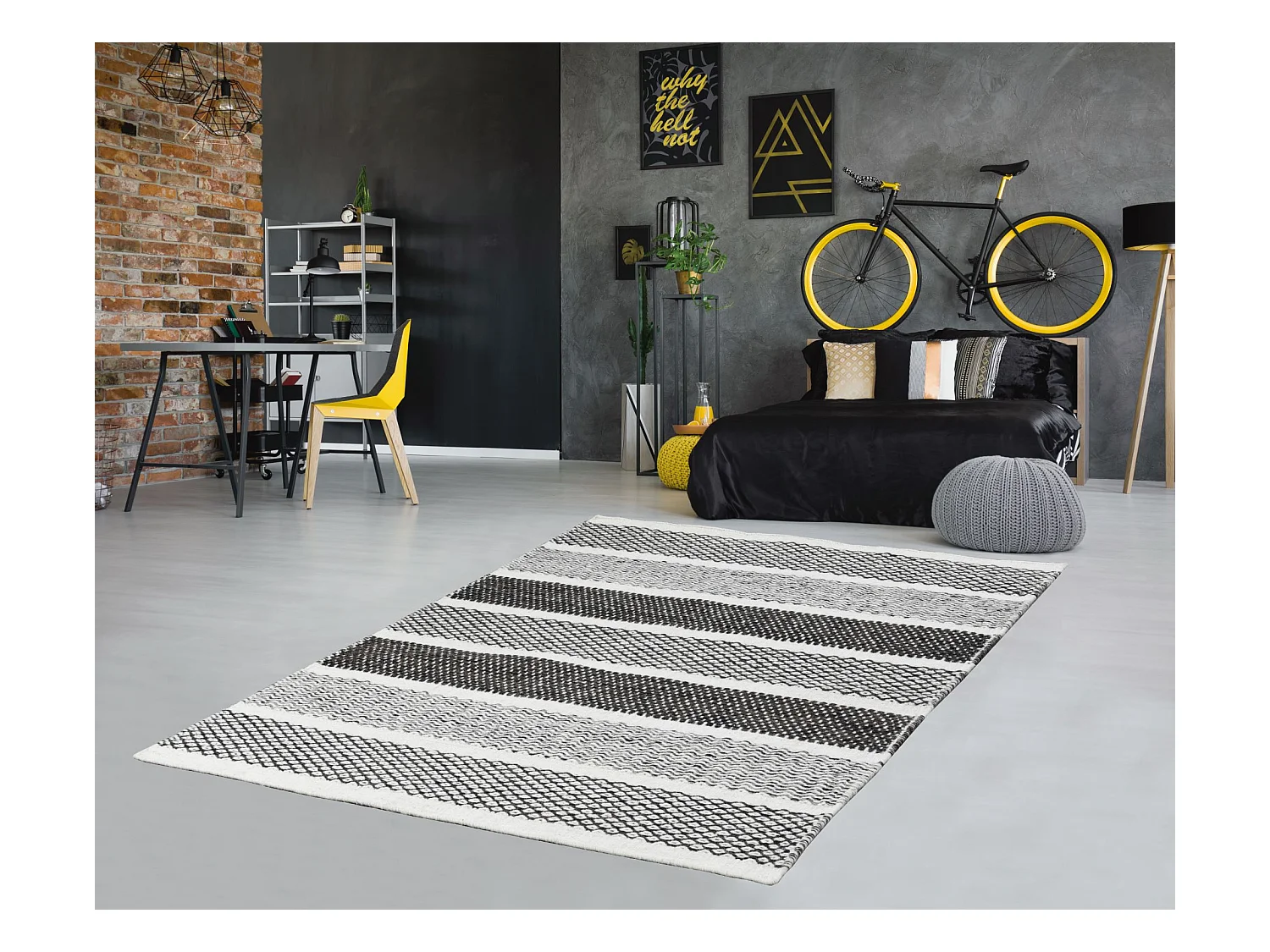 Wollteppich im skandinavischen Stil 80x180 cm Natur Grau Trondheim