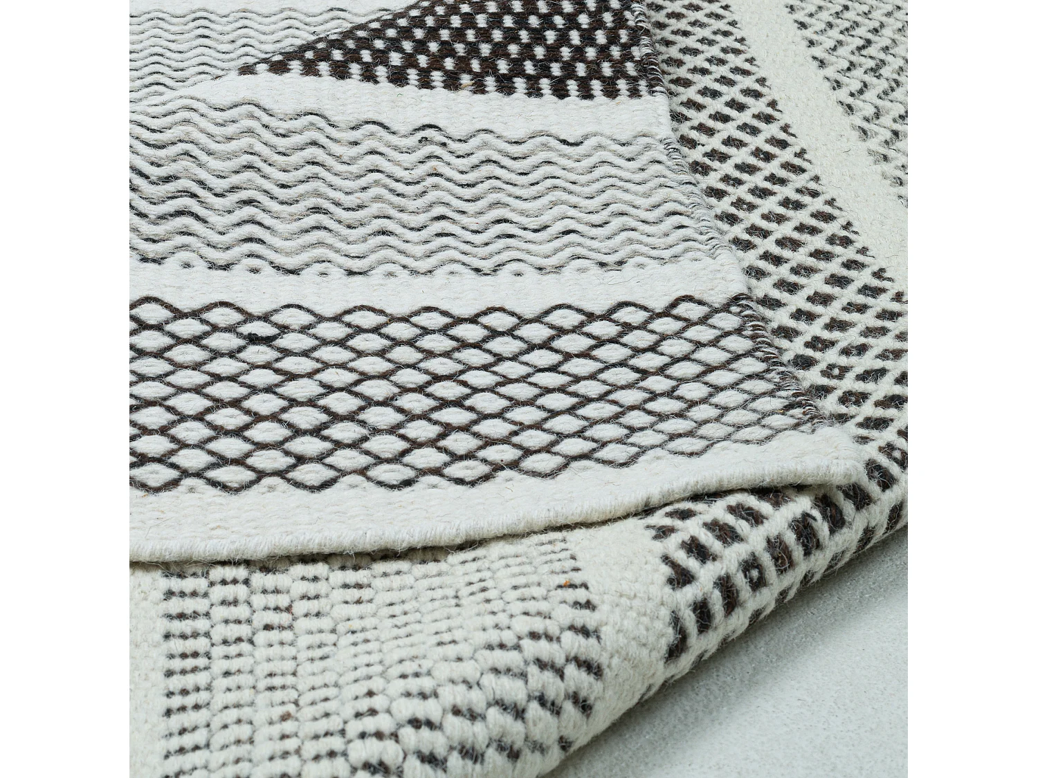 Tapis en laine de style scandinave 80x180 cm natural gris Trondheim