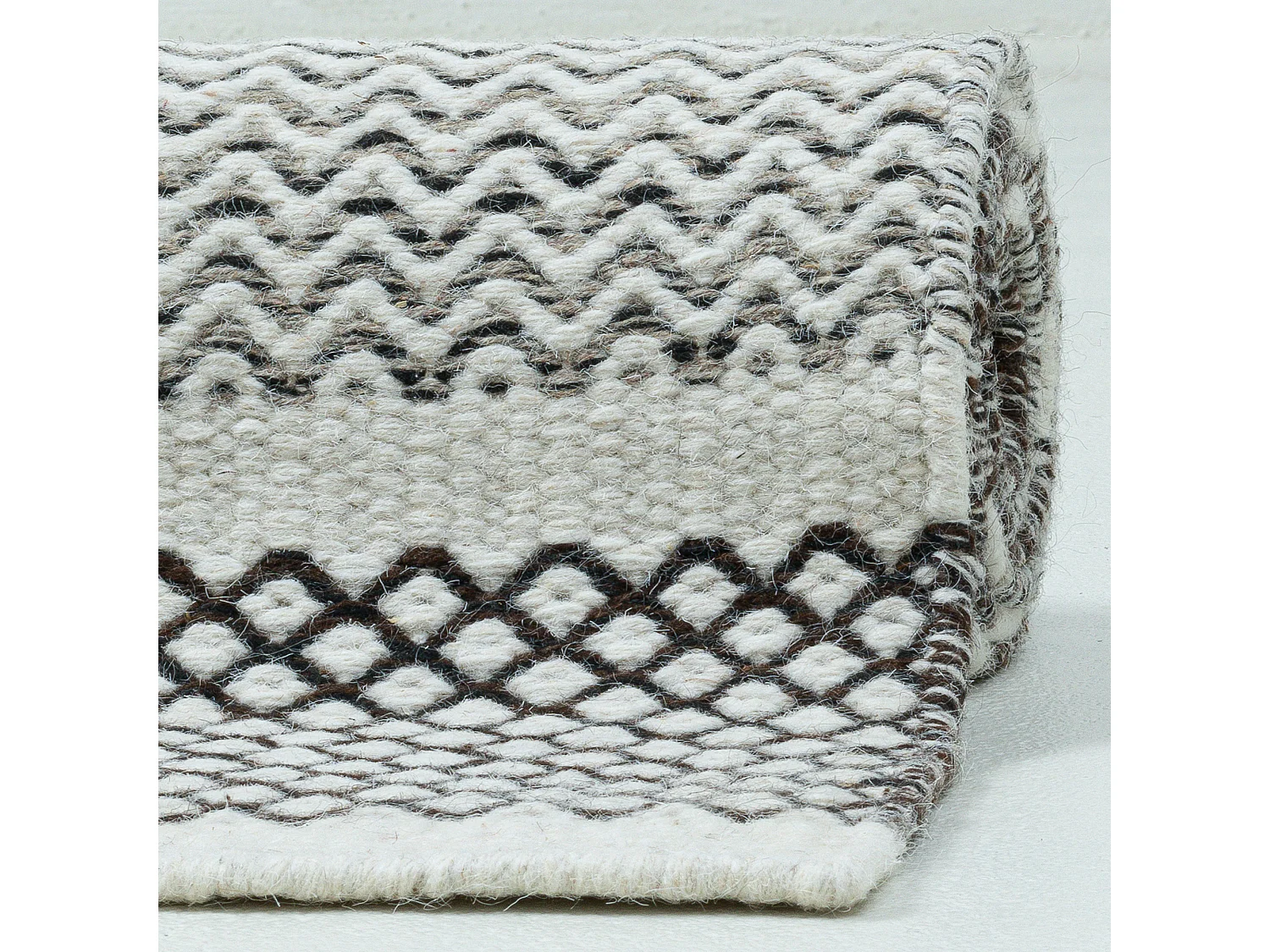 Tapis en laine de style scandinave 80x180 cm natural gris Trondheim