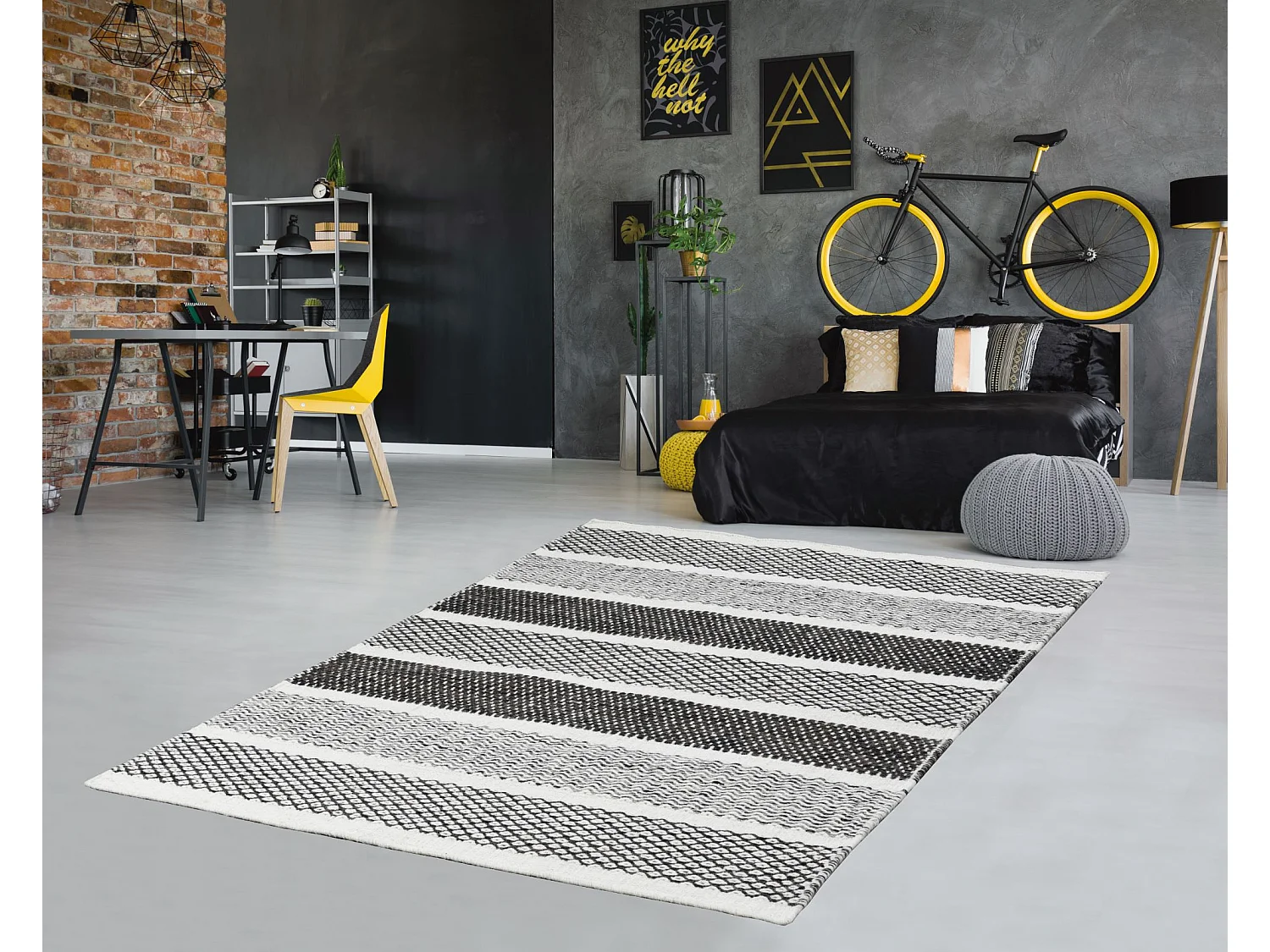 Tapis en laine de style scandinave 80x180 cm natural gris Trondheim