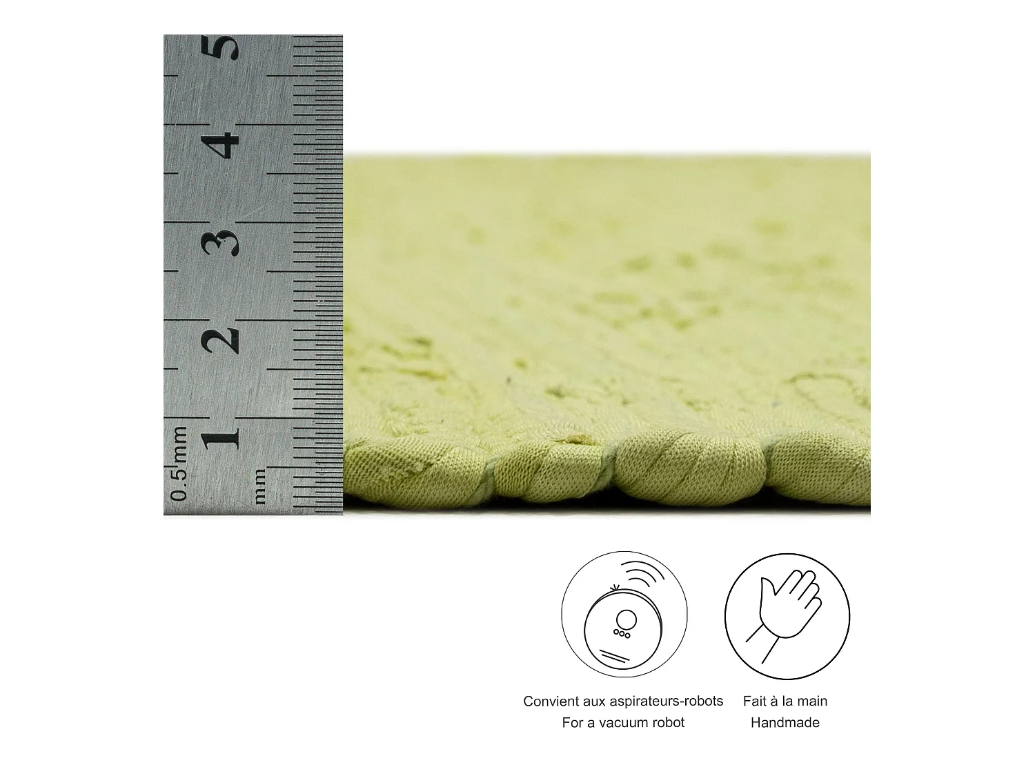 Tapis en coton tissé à la main et réversible 70x140 cm vert Happy Cotton