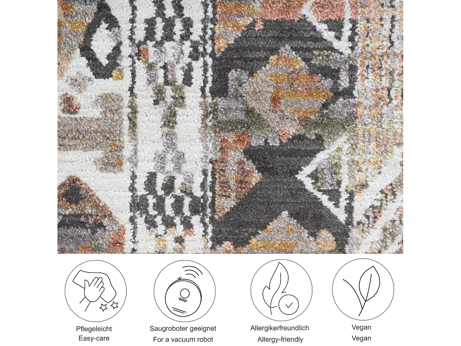 Tapis à tissage plat au look vintage  40x60 cm beige multi Corduletta