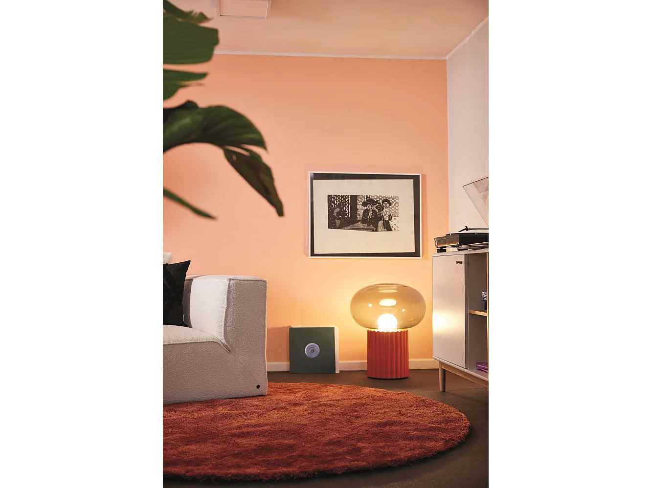 Tappeto shaggy tuftato a mano 100x100 cm ruggine Cozy
