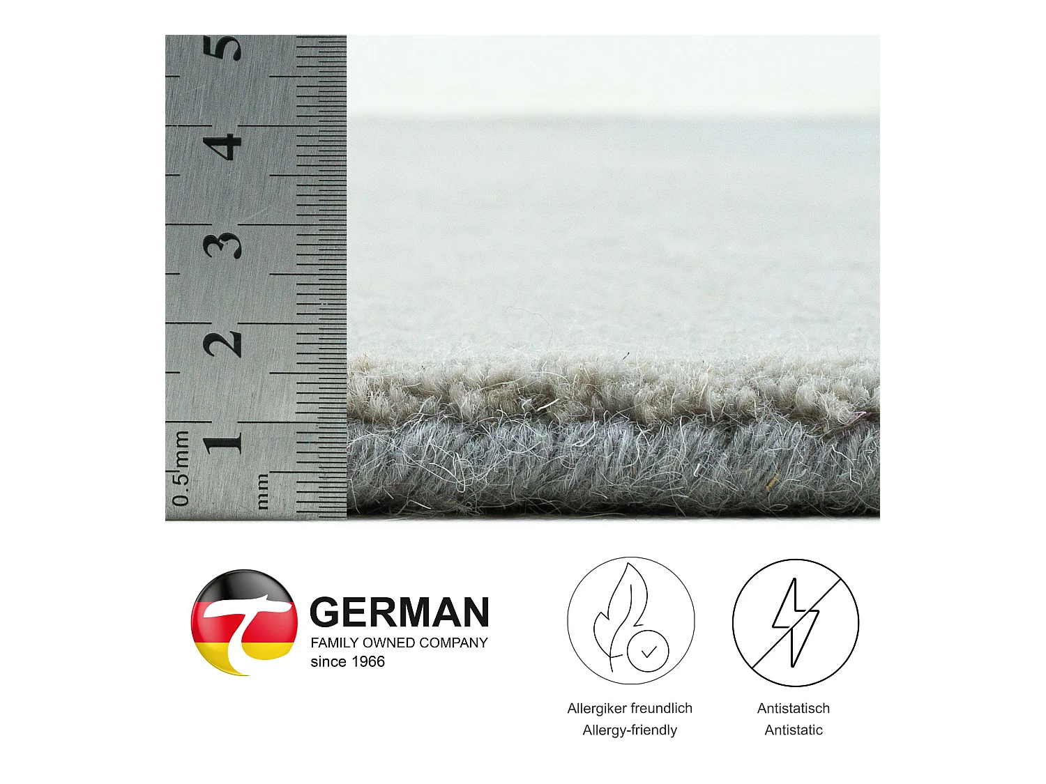 Tapis en laine avec dégradé de couleurs 140x200 cm gris Wool Comfort