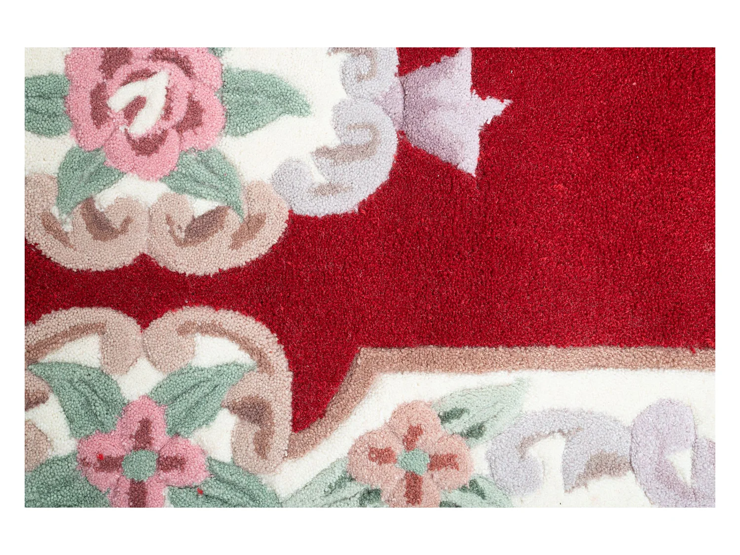Tapis tufté à la main avec bordure, style Aubusson  70x600 cm rouge Ming