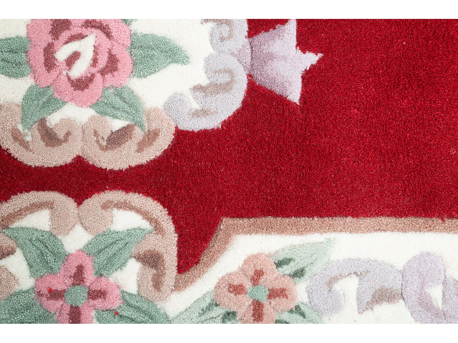 Tapis tufté à la main avec bordure, style Aubusson  70x600 cm rouge Ming