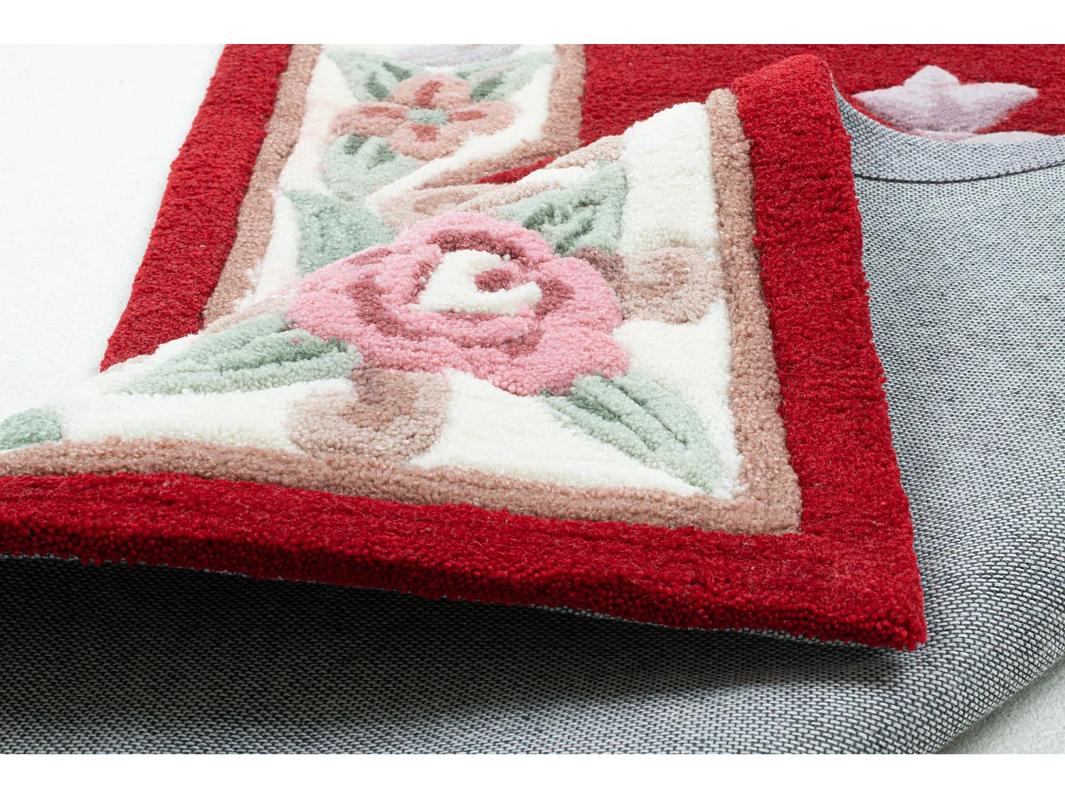 Tapis tufté à la main avec bordure, style Aubusson  70x600 cm rouge Ming