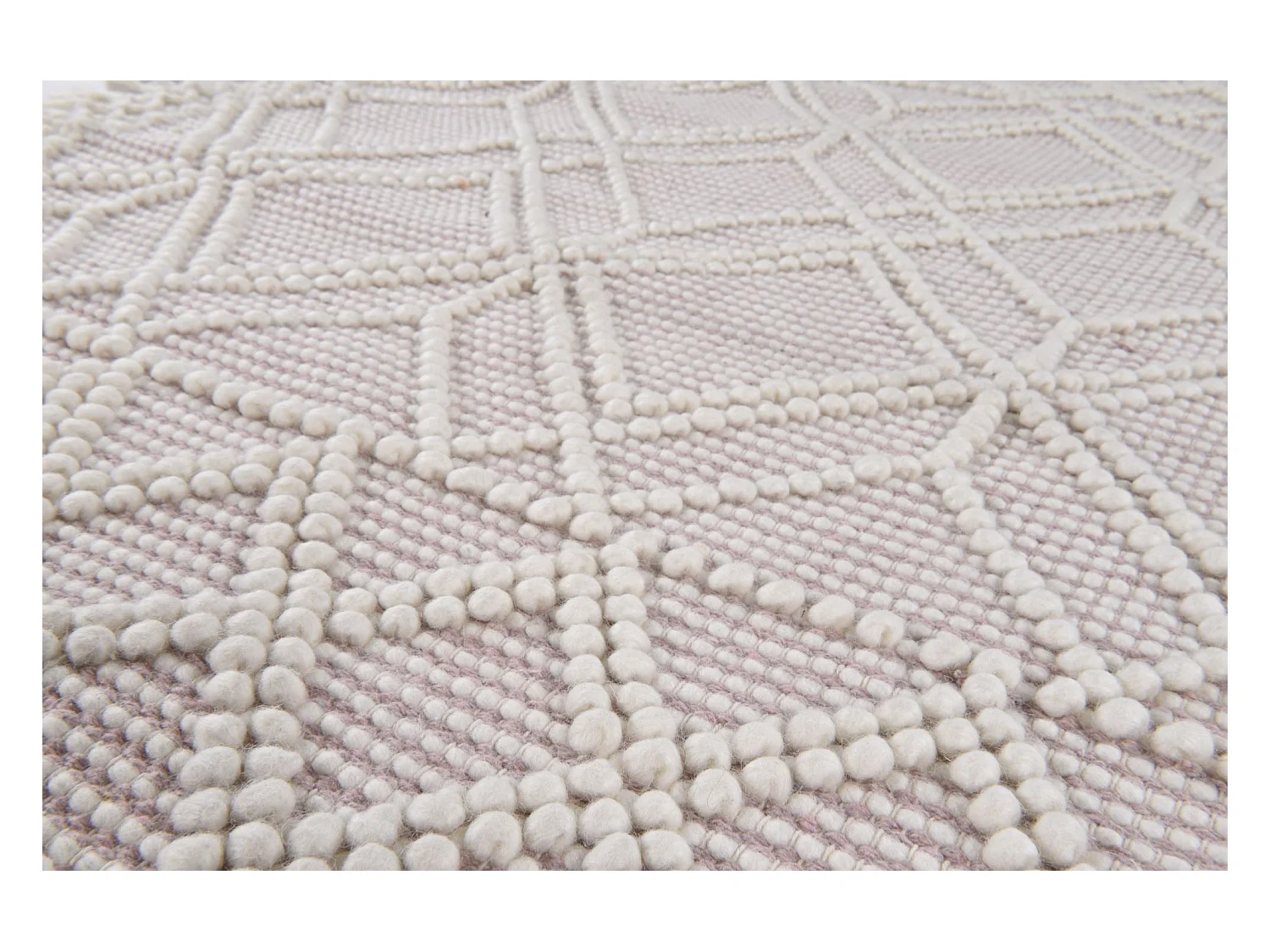 Tapis tissé à la main au design ethnique  140x140 cm rose Colored Macrame