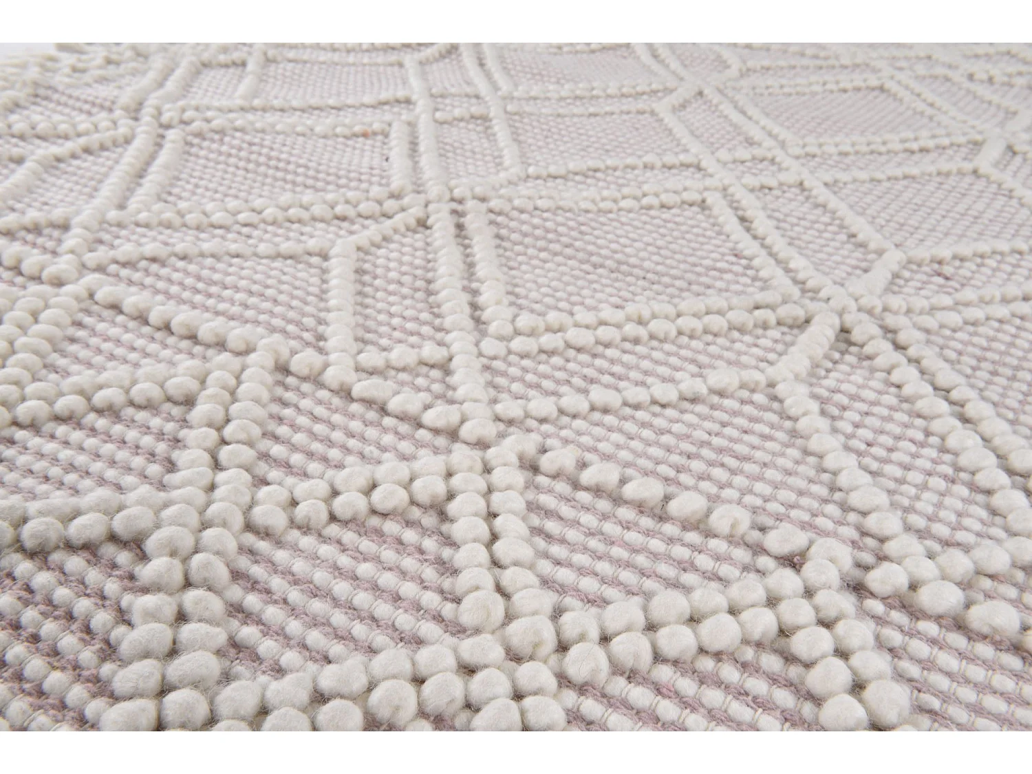 Handgewebter Teppich im Ethno Design 140x140 cm Rose Colored Macrame