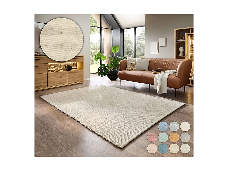 Tapis en laine réversible tissé à la main 70x140 cm natural Alpen