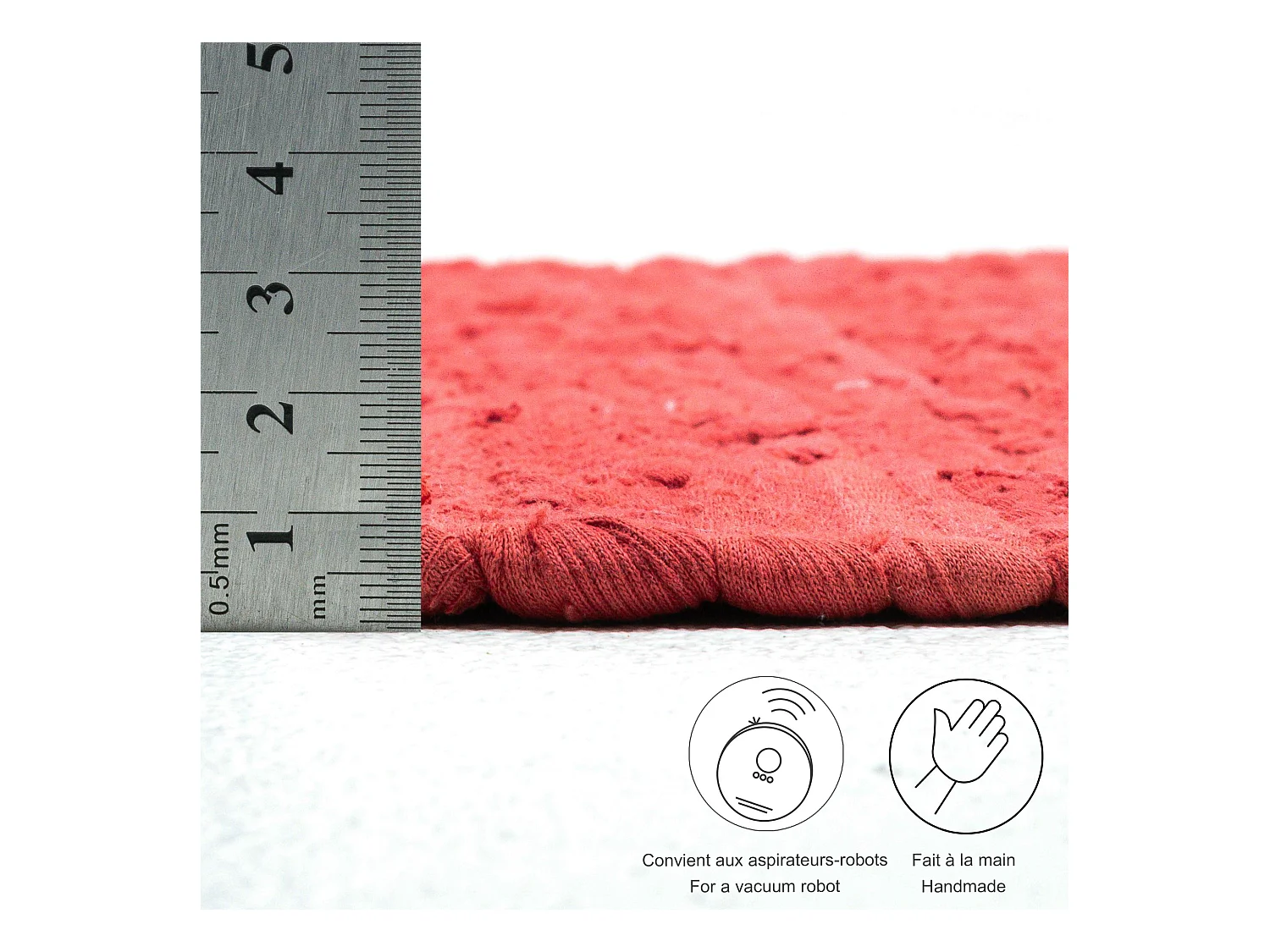 Baumwollteppich handgewebt und wendbar 90x160 cm Rot Happy Cotton