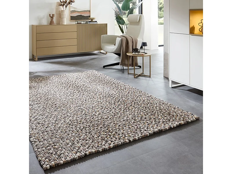 Alfombra de bolas de fieltro hecha a mano 90x160 cm Naturaleza Multi Felty 2.2