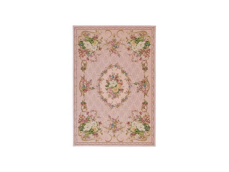 Tapis avec bordure et motif floral 160x230 cm rose Flomi